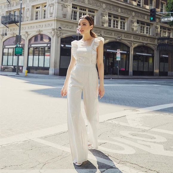 bcbg ruffle jumpsuit